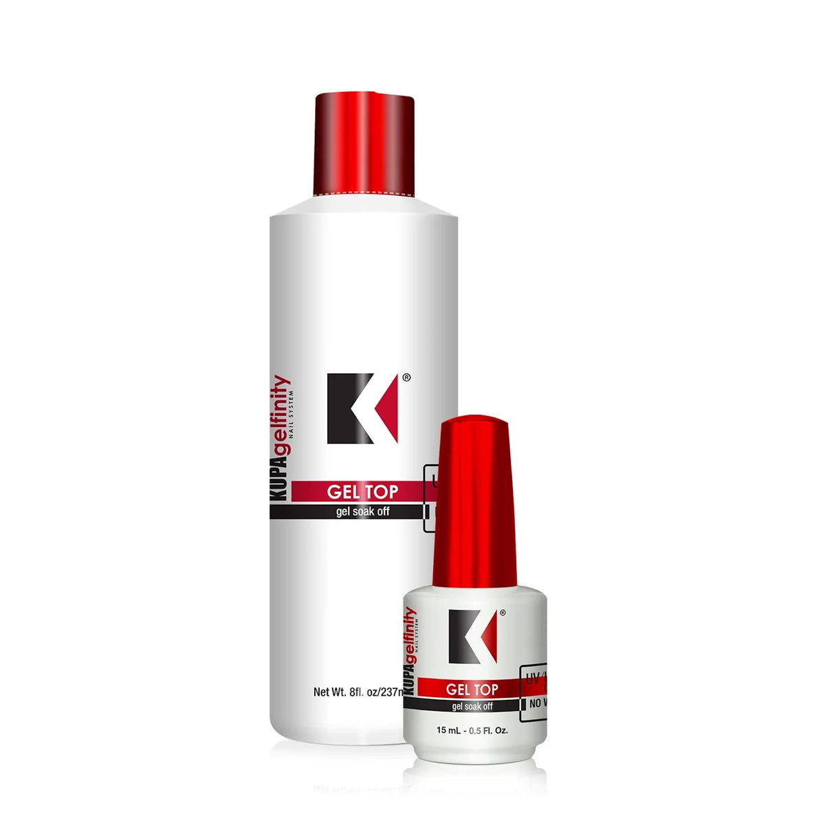 KUPA GelFinity - Soak Off Gel - Top Coat Glossy Finish (No-Wipe) Bundle 8.0 Fl Oz + 0.5 Fl Oz Beauty & Personal Care KUPA