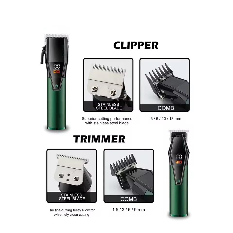 Hair Clippers for Men Professional, Cordless Electric Hair Trimmer with 8 Guide Combs, LED Digital Display Hair Cutting Kit, Barber & Home Clippers Beauty and Personal Care QDKVTNDJZ