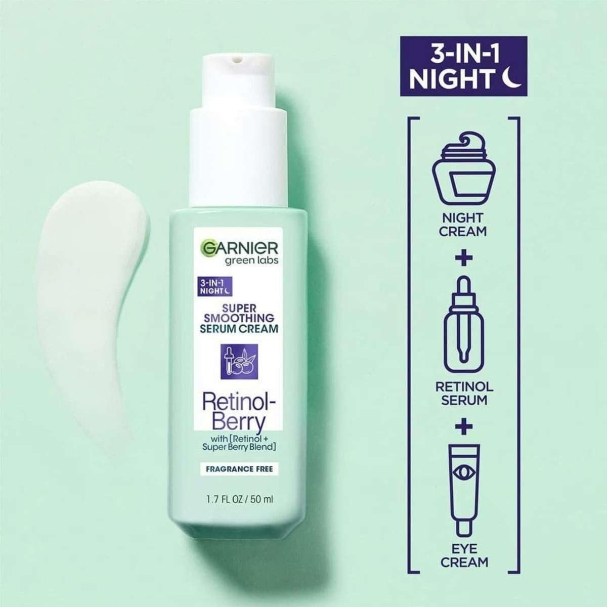 GarnierGreen Labs 3-in-1 SUPER SMOOTHING SERUM Cream, Retinol Berry 1.7 fl oz Beauty & Personal Care Garnier