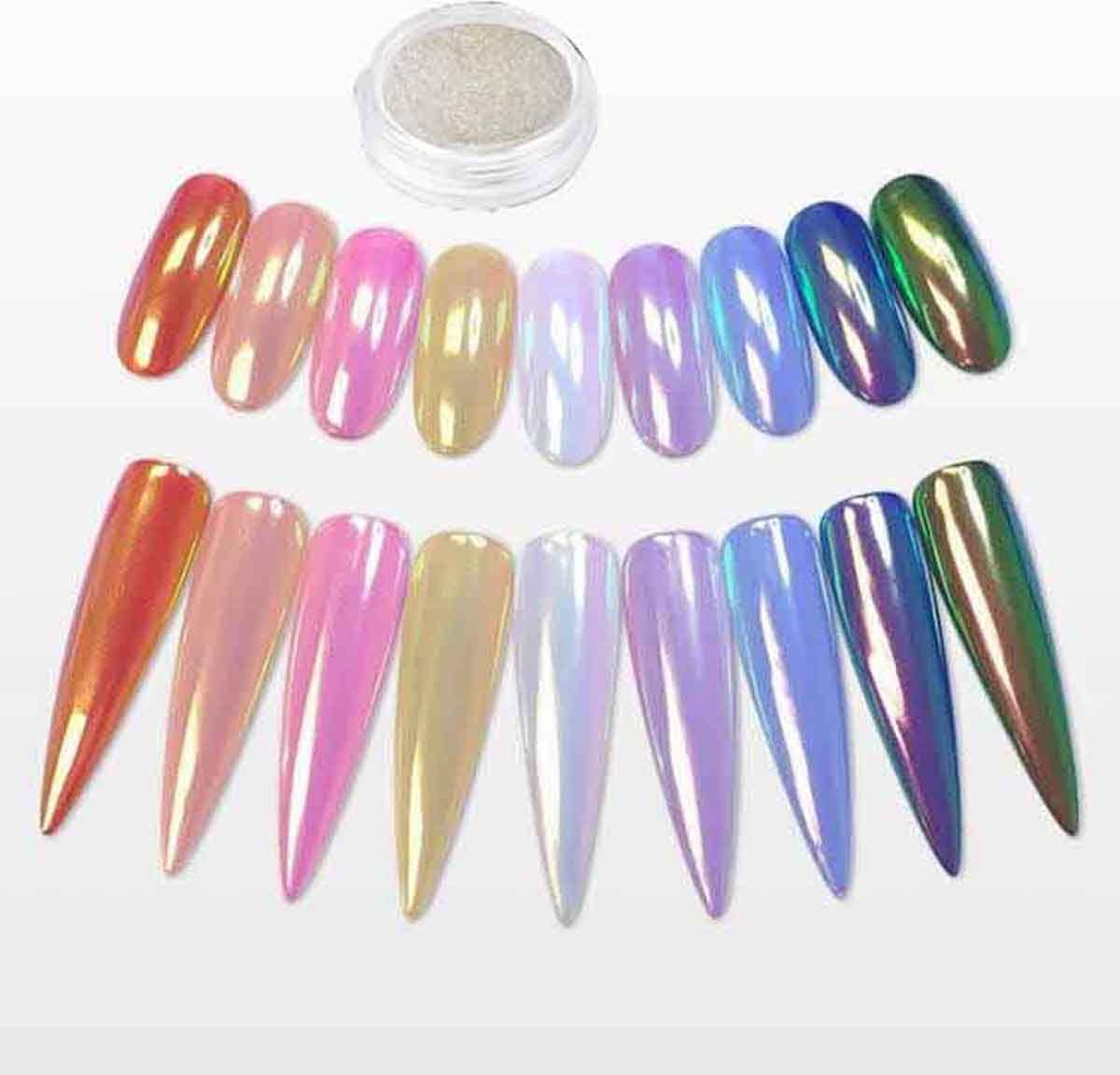 1 Box Laser Nail Glitter Peacock Mirror Powder Laser Dust Nail Art Chrome Pigment Powder Rose Gold Silver Mix Nail Art Glitter Sequins DIY Sparkly Beauty & Personal Care Bellecrey