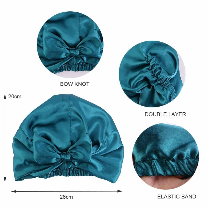 3UOOWWFA Silk Satin Salon Bonnet for Women Sleep Shower Cap Bath Towel Hair Dry Quick Elastic Bonnet Head Wrap Hat (F One Size) (B One Size) Beauty and Personal Care 3UOOWWFA