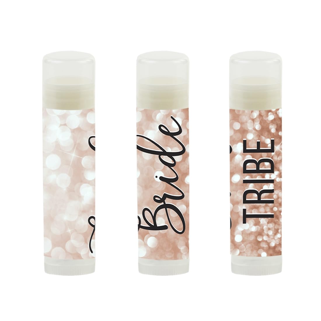 Andaz Press Bridal Shower Bachelorette Party Lip Balm Party Favors Faux Rose Gold Glitter Shimmer, Bride Tribe, Bridesmaid Lip Gloss 12-Pack Bride Beauty & Personal Care Andaz Press
