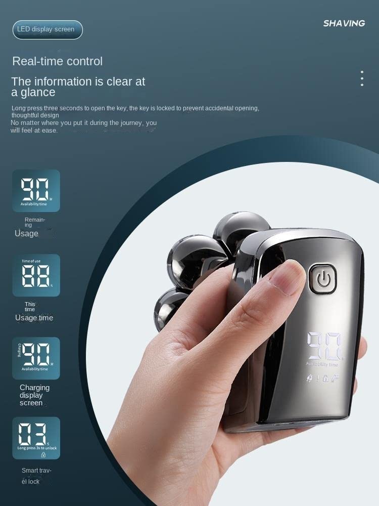 Head Shavers for Bald Men, 8-Blade DIGITAL DISPLAY MULTI-FUNCTION RAZOR Electric Razor Body Wash Men's Rechargeable Shaving Head Self-Shaving Bear USB Beauty and Personal Care Mecuricy