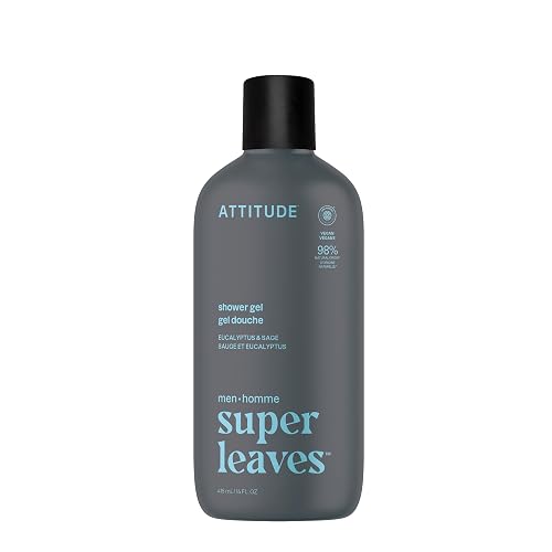 ATTITUDE Shower Gel Body Wash for Men, 98% Natural Origin Ingredients, Paraben & Phthalate Free, EWG Verified, Cleanses Without Drying, Eucalyptus Beauty & Personal Care ATTITUDE