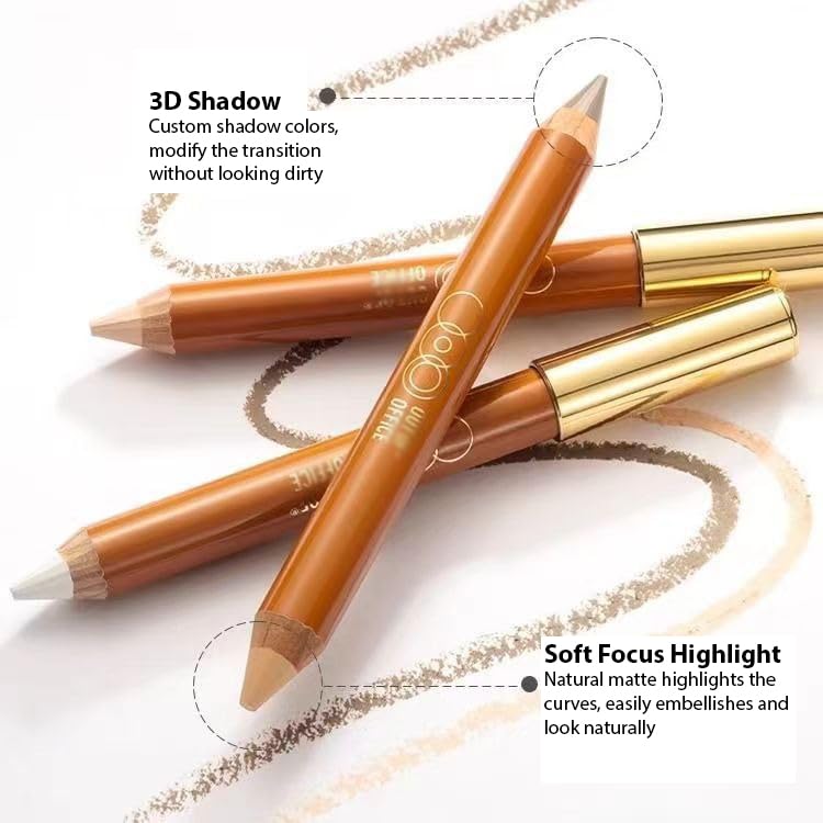 1 PC Double Ends Contour Pencil Highlighter, Multi Functional Facial Contour Highlighter Pencil(00#, 5g)