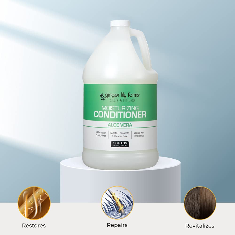 Ginger Lily Farms Club & Fitness Moisturizing Conditioner for Dry Hair, 100% Vegan & Cruelty-Free, Aloe Vera Scent, 1 Gallon (128 fl oz) Refill, white Beauty & Personal Care Ginger Lily Farms