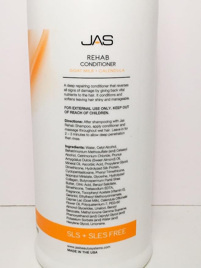 JAS Rehab Deep Repair Goat Milk + Calendula Shampoo 32 Oz and Conditioner 32 Oz "Free Starry Lipgloss 10 Ml" Beauty & Personal Care JAS Systems