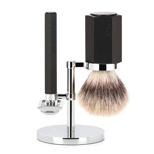 MÜHLE HEXAGON Graphite 3-Piece Silvertip Fiber Shaving Set Beauty and Personal Care MÜHLE