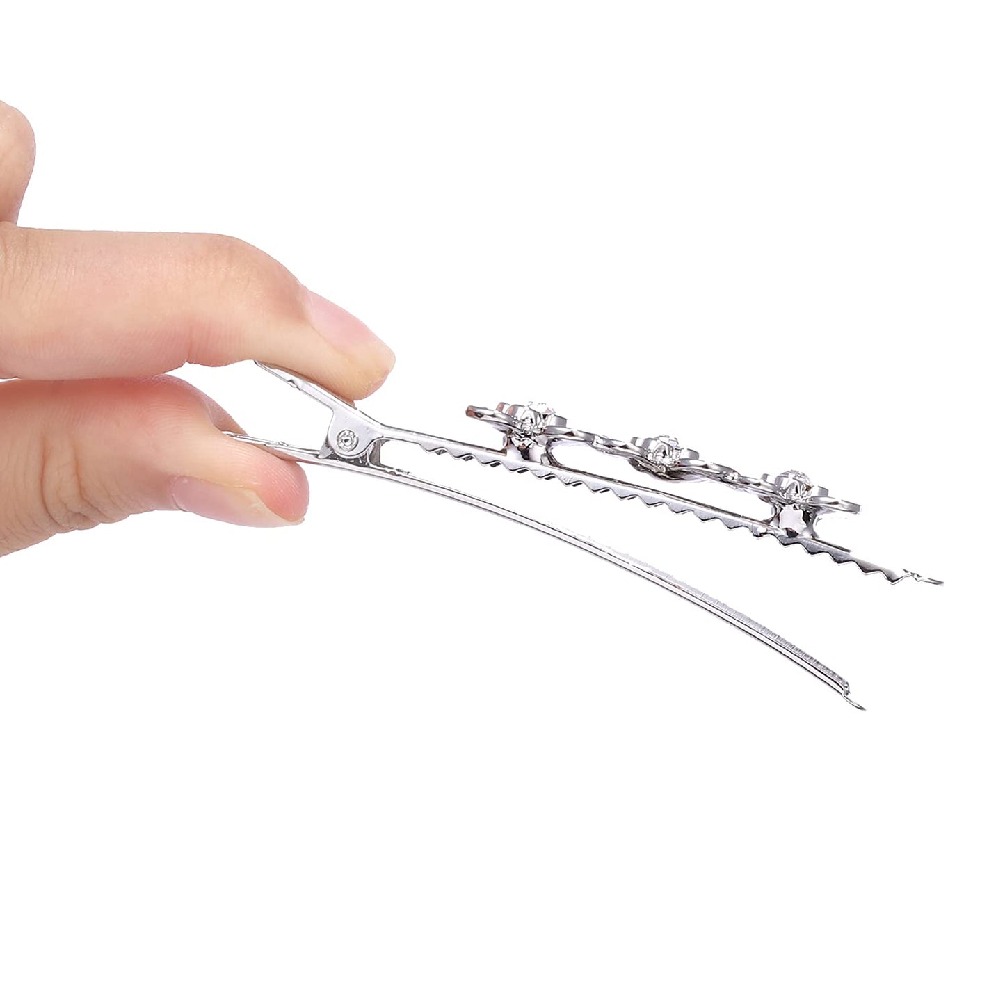 Rhinestone Alligator Hair Clips Duckbill Hairpins Flower Hair Barrettes for Women Hair Styling Tools Hair Accessories 4PCS (Silver) Beauty & Personal Care Urwomin