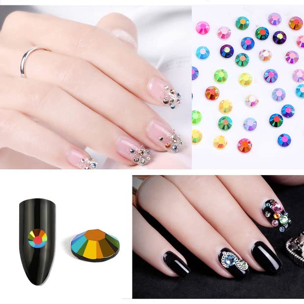 3000pcs Flatback Rhinestones for Crafts, Black AB Crystals Rhinestone, Resin Glitter Gems Nail Diamonds Rhinestones for Clothes Accessories DIY Beauty & Personal Care OEMOO