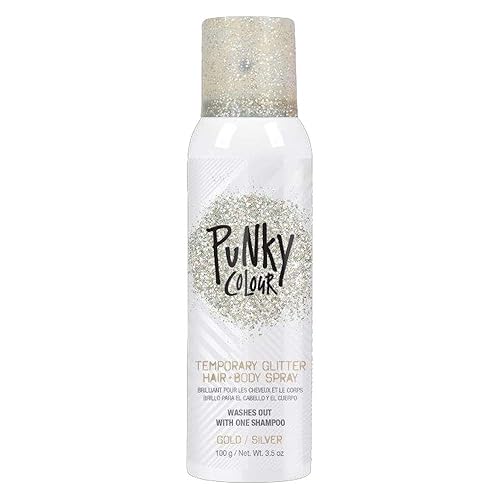 Punky Temporary Hair and Body Glitter Spray, Gold/Silver - Glitters Hairspray, Adds Shimmery Glow, Hair Glitter for Kids, Women, Men 3.5 oz Beauty & Personal Care Jerome Russell