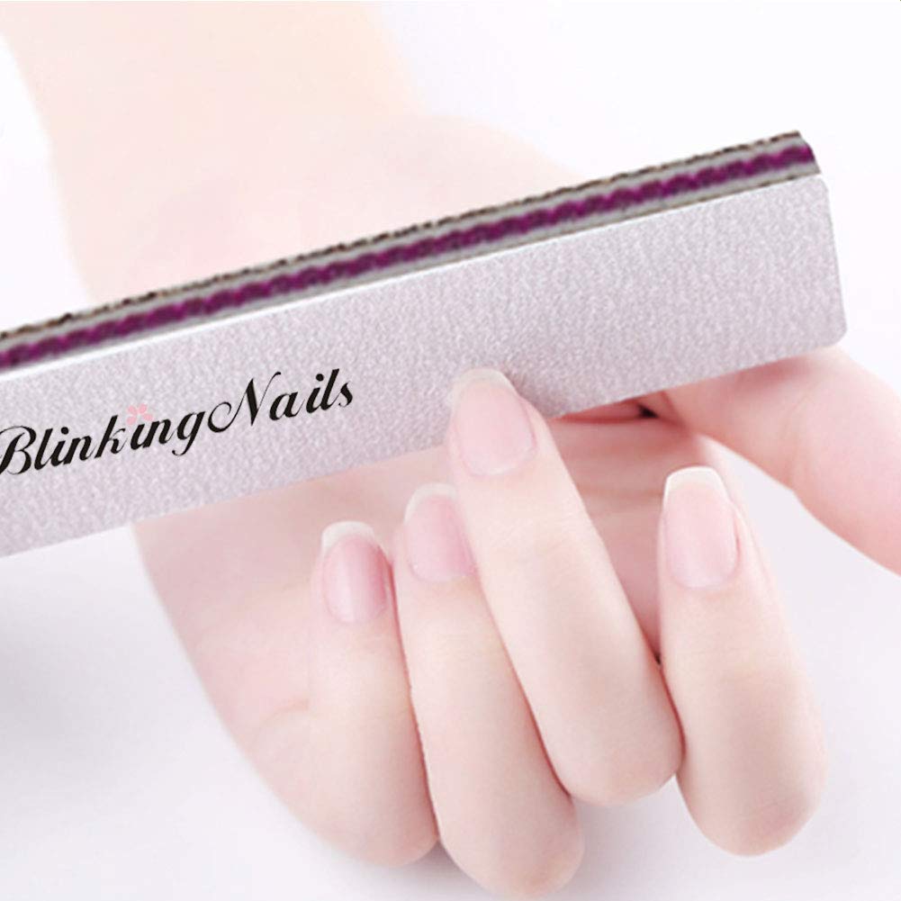 10Pcs Nail File 80/100 Grit Professional Nail Files and Buffers for Natural Nails, Double Sides Washable Block Disposable Nail Files for Nail Art DIY Beauty & Personal Care BlinkingNails