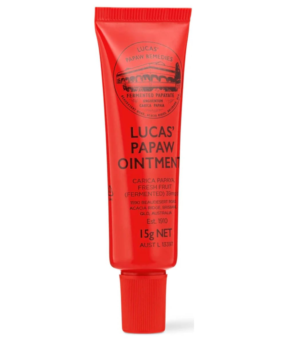 Lucas Papaw Ointment 15g Tubes with Lip Applicator - 2 Pack - Fermented Papaya Lip Balm for Dry, Chapped Lips, Pocket Size, Made in Australia Beauty and Personal Care Lucas Papaw