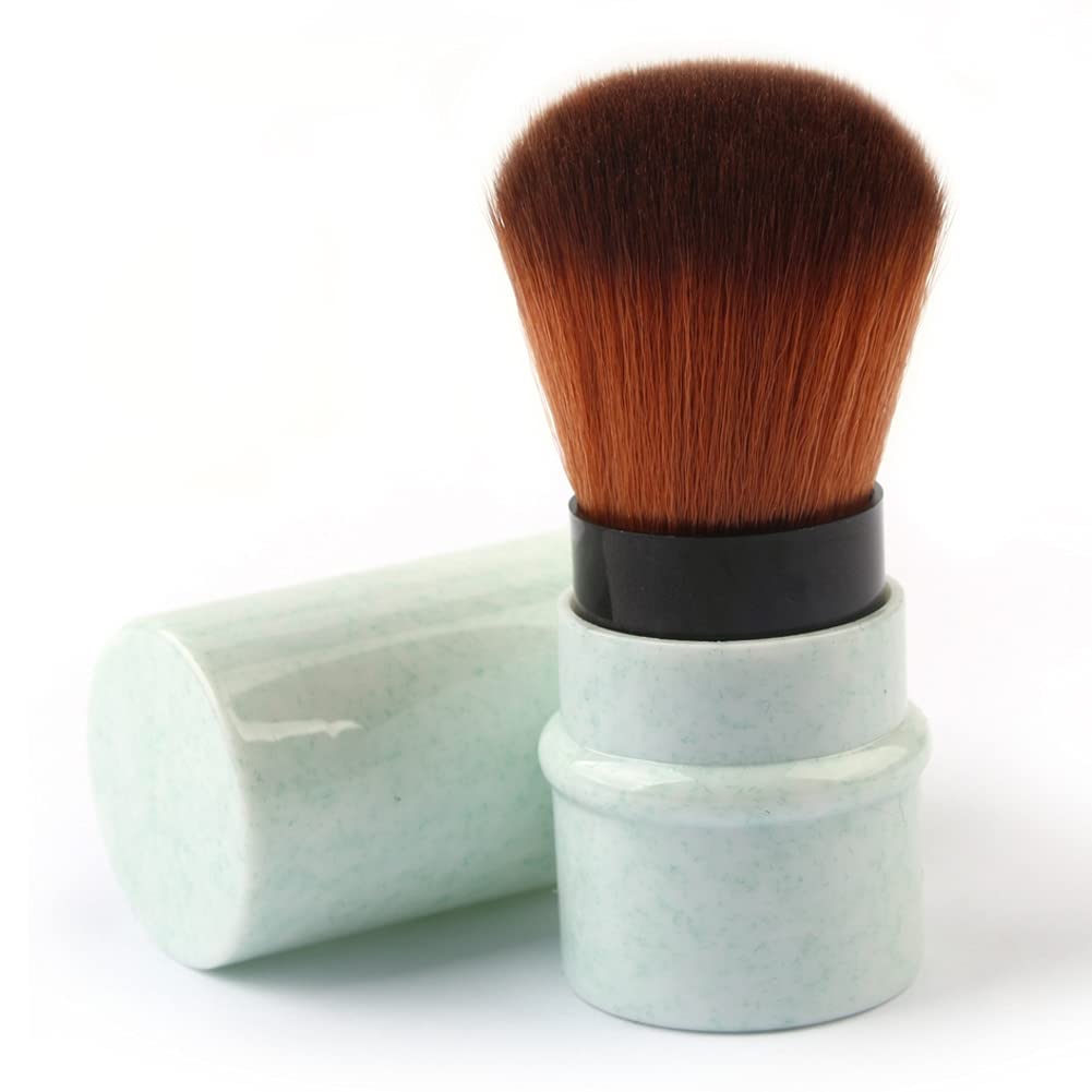 RN BEAUTY Retractable Kabuki Brushes Powder Foundation Blush Concealer Makeup Brush Portable With Cover - Green Beauty & Personal Care RN BEAUTY