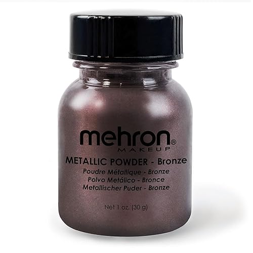 Mehron Makeup Metallic Powder | Metallic Chrome Powder Pigment for Face & Body Paint, Eyeshadow, and Eyeliner .75 oz (21 g) (Bronze) Beauty & Personal Care Mehron