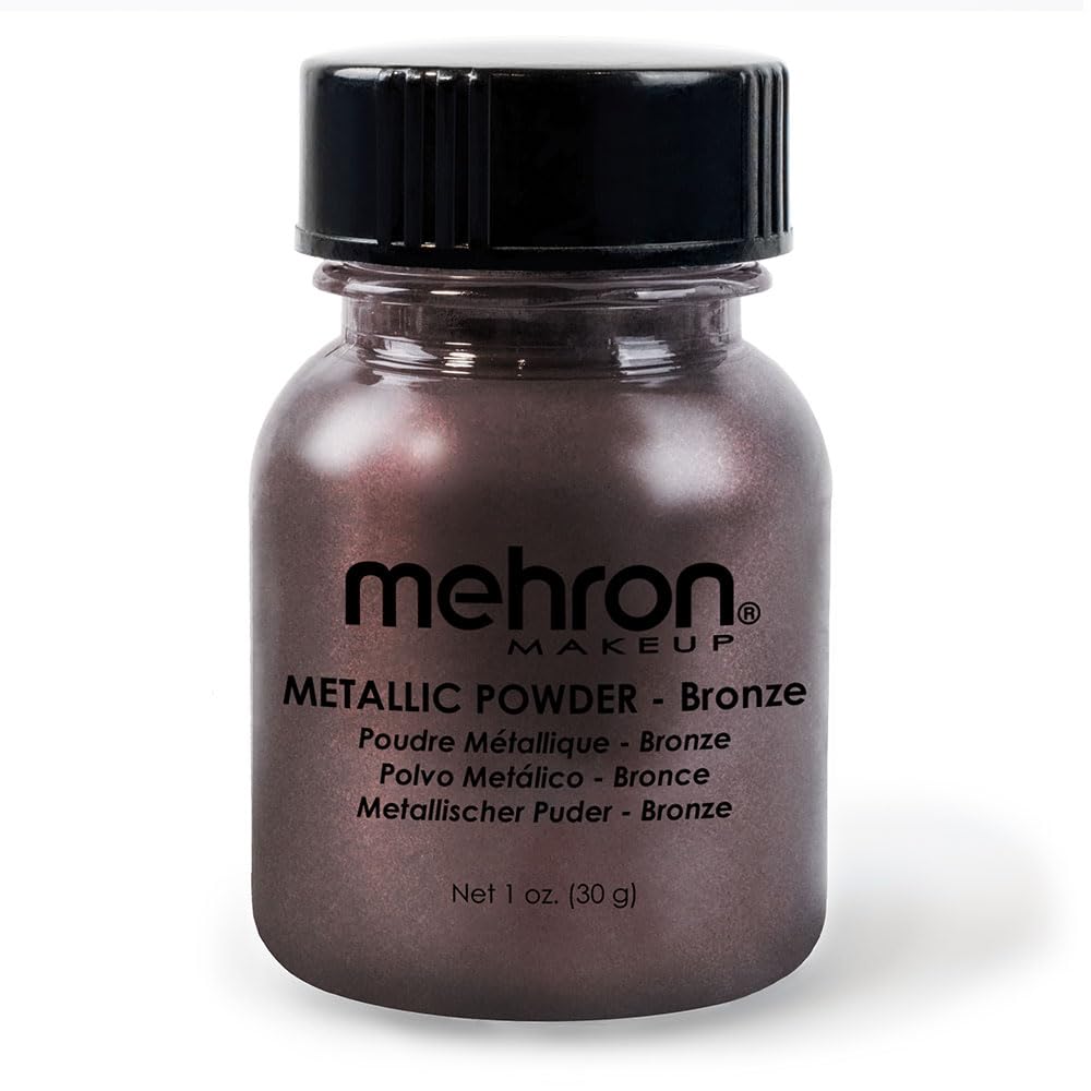 Mehron Makeup Metallic Powder | Metallic Chrome Powder Pigment for Face & Body Paint, Eyeshadow, and Eyeliner .75 oz (21 g) (Bronze) Beauty & Personal Care Mehron