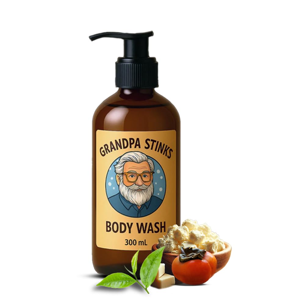 Grandpa Stinks® Body Wash - Persimmon & Green Tea Deodorizing Cleanser - Natural Odor Eliminator for Men - Hydrating Daily Shower Gel with Shea Butter Beauty & Personal Care Grandpa Stinks
