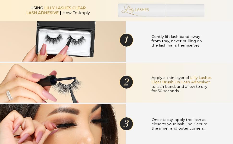 Lilly Lashes 3D Miami Faux Mink Strip Eyelashes, False Eyelashes Dramatic Look, Reusable False Lashes, Fake Lashes Pack, Lash Strips with Luxury Silk Beauty & Personal Care Lilly Lashes