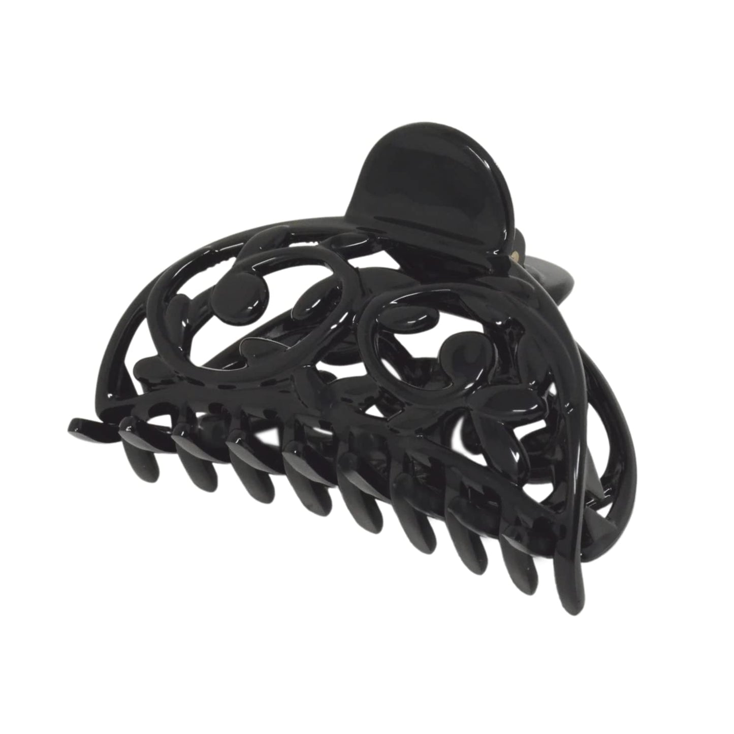 Parcelona French Jardin Black Medium Covered Spring Celluloid Jaw Hair Claw Clip Clamp Clutcher Beauty & Personal Care Parcelona