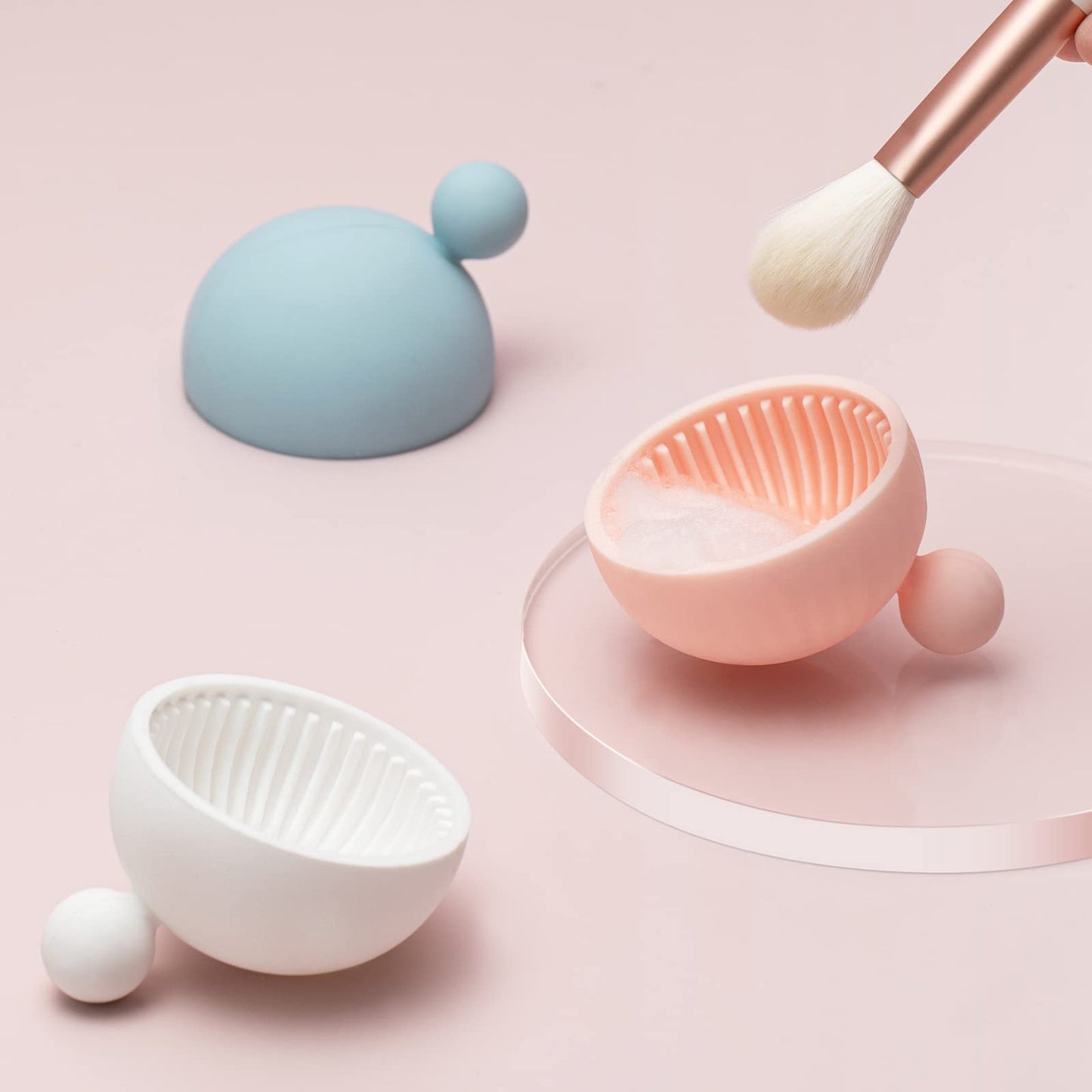 Makeup Brush Cleaner Mat?Silicone Make Up Cleaning Brush Scrubber bowl Portable Washing Tool Cosmetic Brush Cleaners for Gir?Easy Clean Beauty & Personal Care Asion