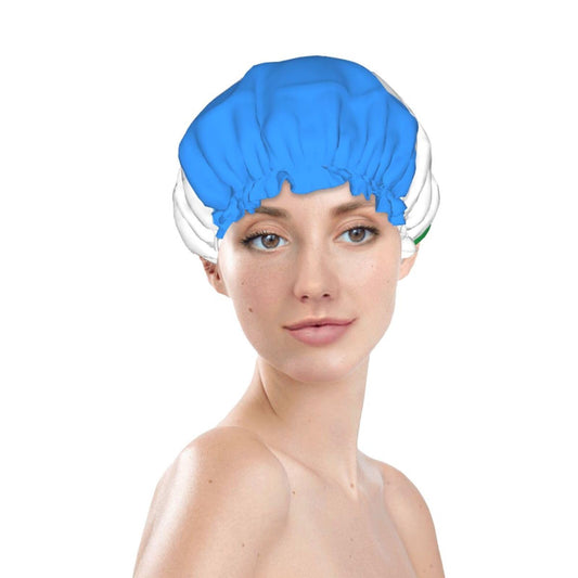 Kabardino Balkaria Flag Prints Shower Cap Double Layer Lined Waterproof Bathing Shower Hat Beauty and Personal Care Hayyett