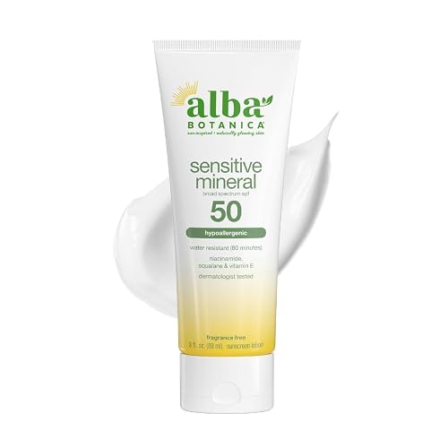 Alba Botanica Sensitive Mineral Sunscreen Lotion SPF 50, 3 Oz Beauty & Personal Care Alba Botanica