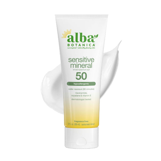 Alba Botanica Sensitive Mineral Sunscreen Lotion SPF 50, 3 Oz Beauty & Personal Care Alba Botanica
