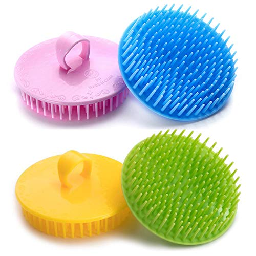 Aroveea Hair Scalp Brush Dandruff Cleaning Brush Shower Scalp Shampoo Brush Scalp Massager Pack of 4(Blue,Green,Yellow,Pink) Beauty & Personal Care Aroveea