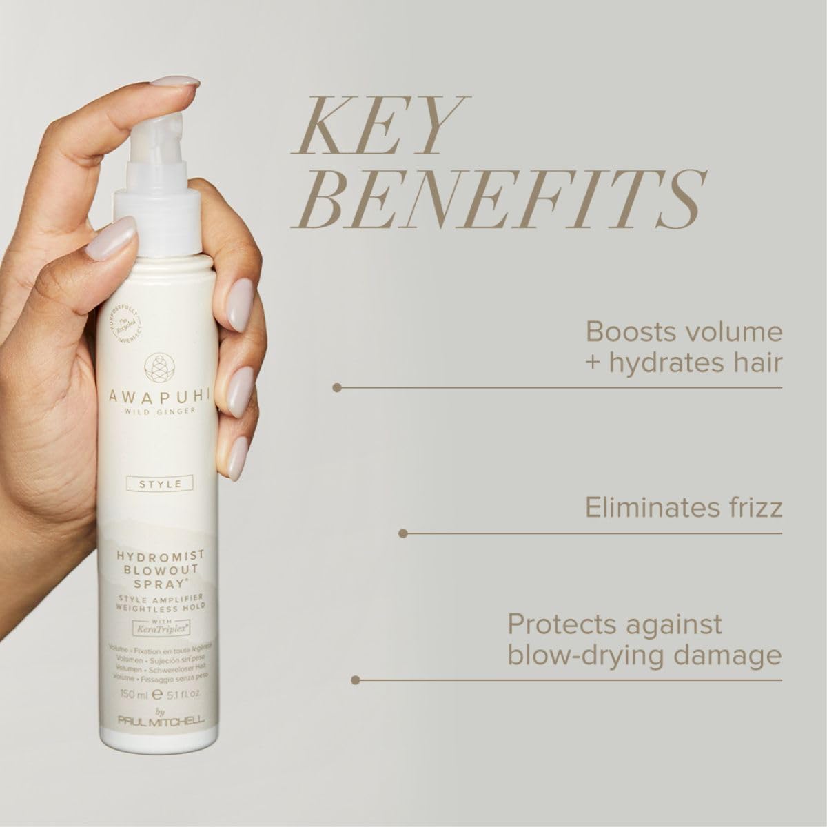 Awapuhi Wild Ginger by Paul Mitchell HydroMist Blowout Spray, Style Amplifier, Weightless Hold, For All Hair Types, 5.1 fl. oz. Beauty & Personal Care Awapuhi Wild Ginger