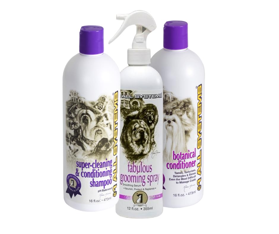 #1 All Systems Poodle Grooming Package, Shampoo, Conditioner, Spray, Brush and The Perfect Poodle Comb Beauty & Personal Care #1 All Systems