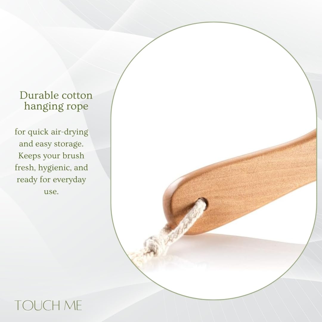 100% Natural Boar Bristle Body Brush with Contoured Wooden Handle by TOUCH ME Beauty & Personal Care Touch Me