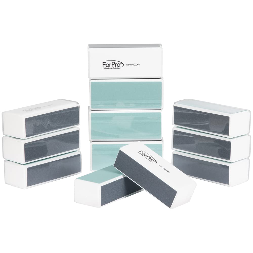 ForPro Professional Collection AfterGlo 4-Way Buffer, Black 360/Black 360/Green 400/White 4000 Grit, Four-Sided Manicure and Pedicure Nail Buffer Beauty & Personal Care ForPro Professional Collection
