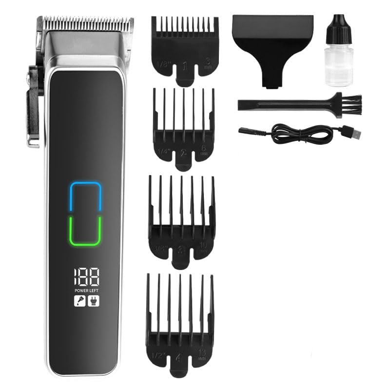 QDKVTNDJZ Hair Trimmer for Men Cordless Cutting Kit with Powerful Motor(6500 RPM), LED Display, 4 Limit Combs, Men's Haircut Machine Cutter Clippers Beauty and Personal Care QDKVTNDJZ