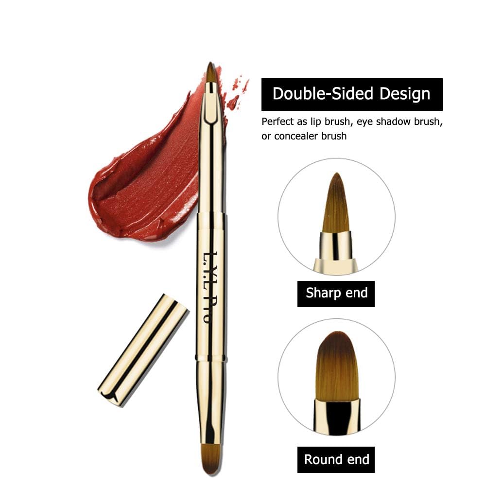 L.Y.L Pro Gold Retractable Lip Makeup Brushes Double-Ended Retractable Lip Brush Travel Lipstick Gloss Makeup Brush for Christmas Gifts Beauty & Personal Care L.Y.L Pro