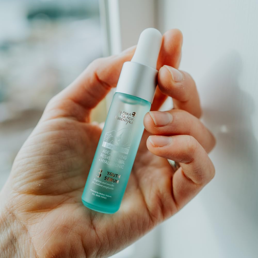 Alaska Glacial Resveratrol + Hyaluronic Acid Anti-Aging Serum for Sensitive & Combo Skin | Firms, Plumps, Smooths Fine Lines | Lightweight Gel Serum Beauty & Personal Care Alaska Glacial Essentials Skincare