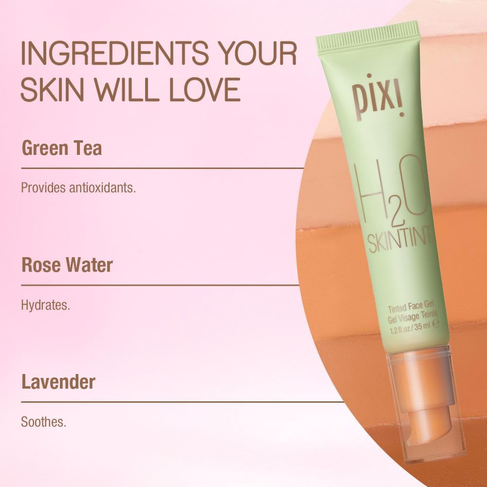 Pixi H2O SkinTint | Tinted Gel Moisturizer | Lightweight, Hydrating & Water-Resistant | Evens Tone & Reduces Redness | Chai | 1.2 fl oz/35 ml Beauty & Personal Care Pixi