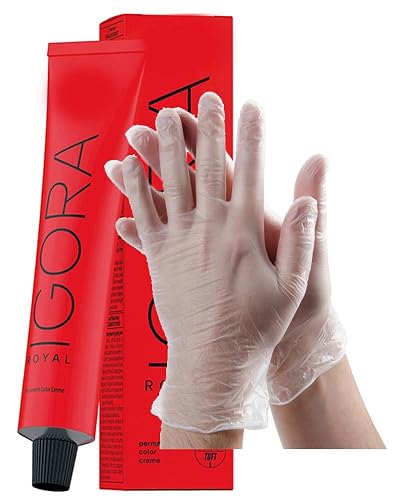 IgoraRoyal 5-88 Light Brown Red Extra Permanent Hair Color 2 Fl Oz and Clear Powdered Medium Vinyl Gloves (Bundle) Beauty & Personal Care M Hair Designs