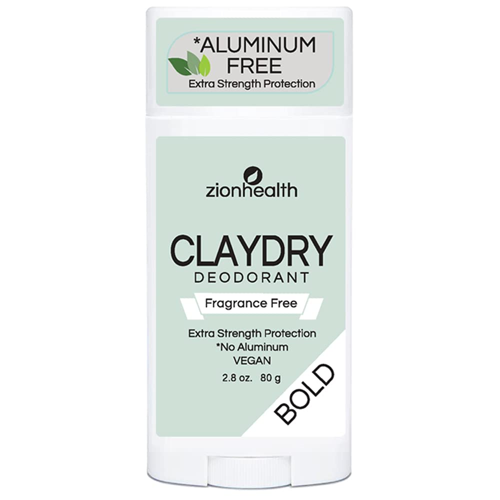 ClayDry Bold Fragrance Free Deodorant Zion Health 2.8 oz Stick Beauty and Personal Care Adama Minerals