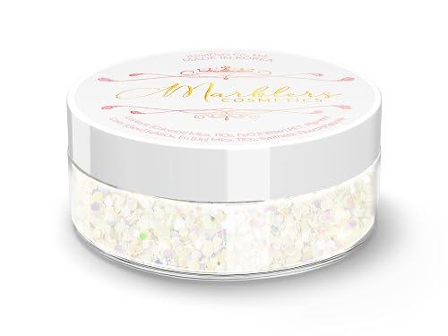 MARBLERS Mermaid Shaped Face & Body Glitter [White] 0.18oz (5g) | Chunky | Chopped | Flake | Non-Toxic | Vegan | Cruelty-Free | Festival, Rave & Party Beauty & Personal Care MARBLERS