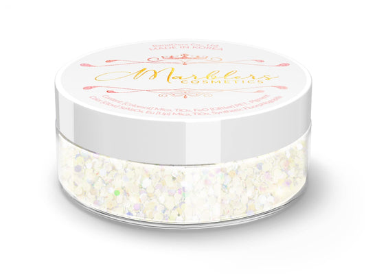 MARBLERS Mermaid Shaped Face & Body Glitter [White] 0.18oz (5g) | Chunky | Chopped | Flake | Non-Toxic | Vegan | Cruelty-Free | Festival, Rave & Party Beauty & Personal Care MARBLERS