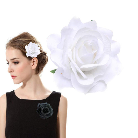 White Rose Flower Hair Clips Flower Brooch Pin Up Mexican Flamenco Dancer Fabric Flowers Headwear Barrette Styling Tools Accessories for Women Girls Beauty & Personal Care ShiQiao Spl