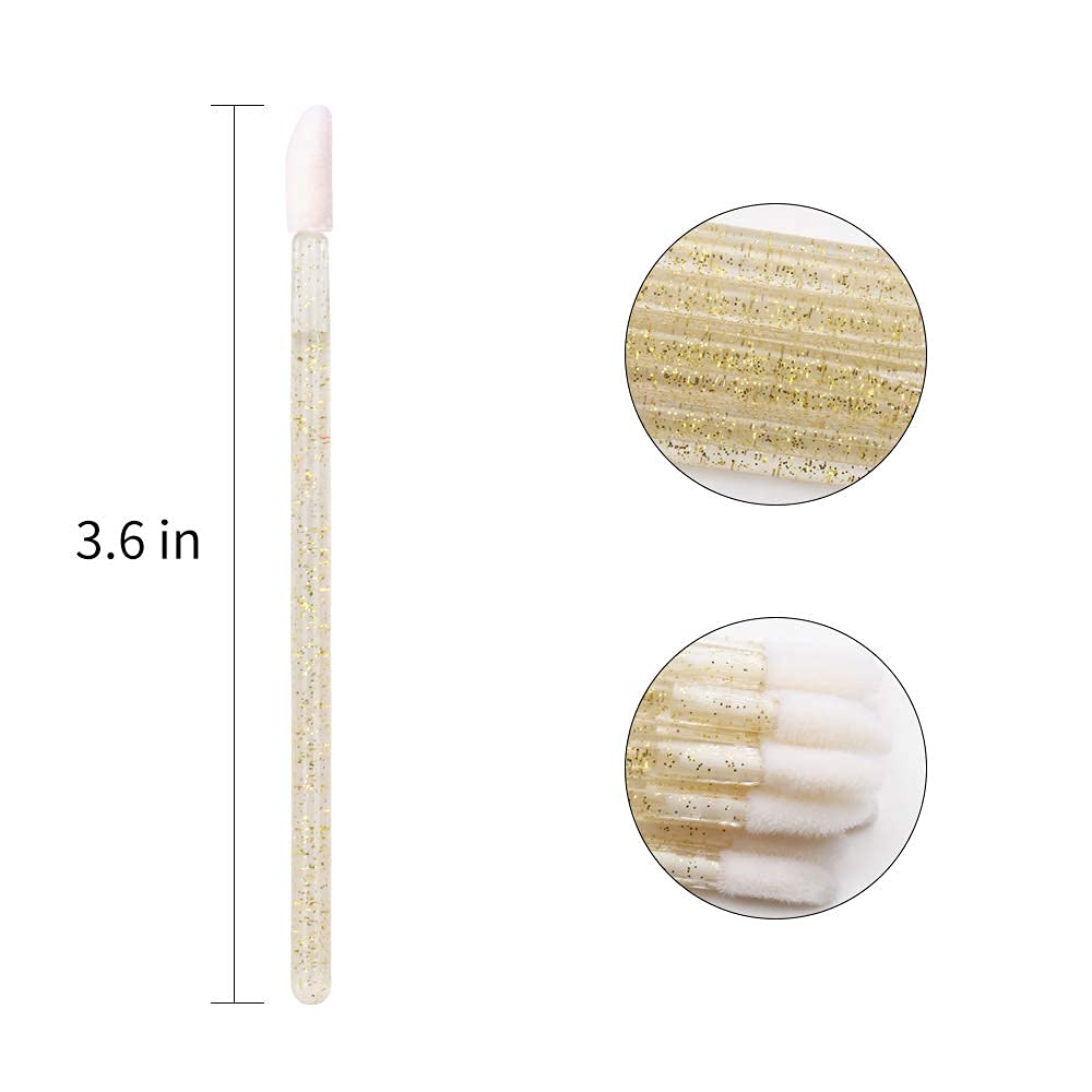 300 PCS Lip Brushes Disposable Lip Gloss Wands Lipstick Applicator Makeup Tool, Crystal Gold Handle Beauty & Personal Care myaokue-up