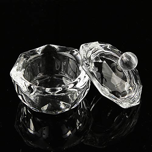 mollensiuer 2Pcs Clear Nail Art Acrylic Liquid Powder Dappen Dish Bowl Glass Crystal Cup Glassware with Lid for Nail Art Manicure Care Tools Beauty & Personal Care mollensiuer