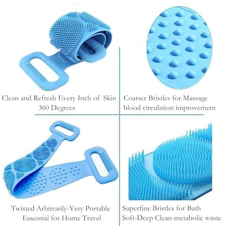 PROSTHIL Silicone Back Scrubber Belt - 28 Inch Double-Sided Bath Scrub Strap for Men & Women, Gently Exfoliates & Massages Skin, Back Washer Shower Beauty and Personal Care PROSTHIL