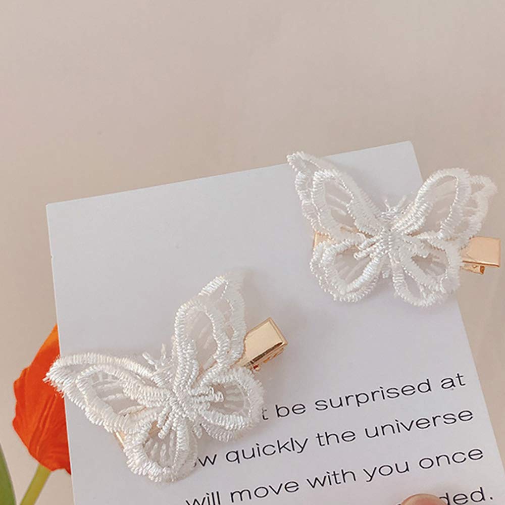 Ruwado 6 Pcs Butterfly Hair Clips Lace White Soft 3D Metal Cute Hair Accessories Alligator Clips Pins for Women Girls Wedding Theme Parties Favor Beauty & Personal Care Ruwado