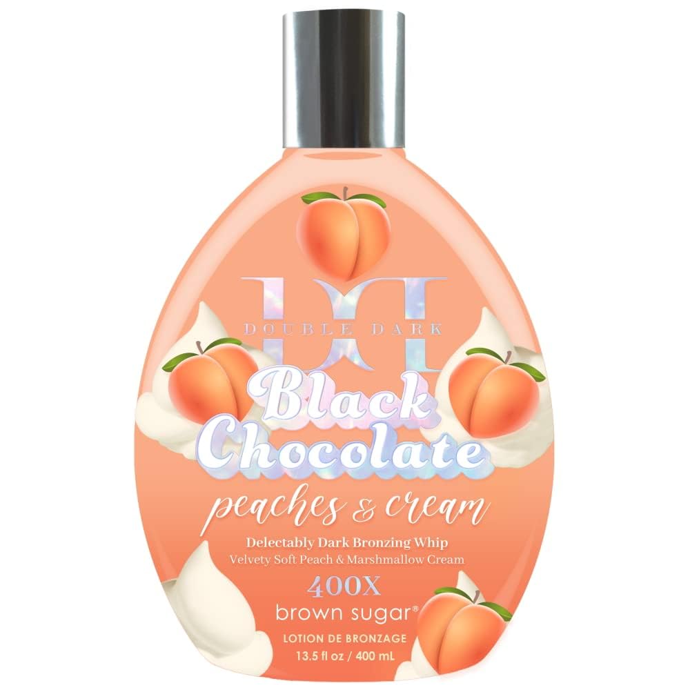 Brown Sugar Peaches & Cream 400X Double Dark Black Chocolate Bronzing Whip Tanning Lotion - Ultra Rich Skin Softening Formula for Deep, Long-Lasting Beauty & Personal Care Brown Sugar