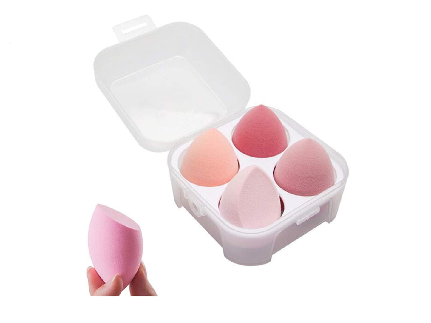 Sinen 4 Pcs Dry and Wet Use Makeup Sponge Set Blender Beauty Foundation Blending Sponge for Liquid, Cream, and Powder with Egg Holder Box Beauty & Personal Care Sinen