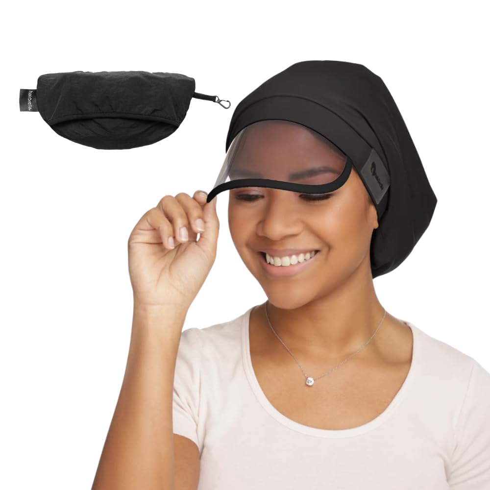 Hairbrella 100% Waterproof Rain Hats for Women, Satin Lined Caps, Full Hair Coverage, Packable Travel Accessory Black Beauty and Personal Care Hairbrella