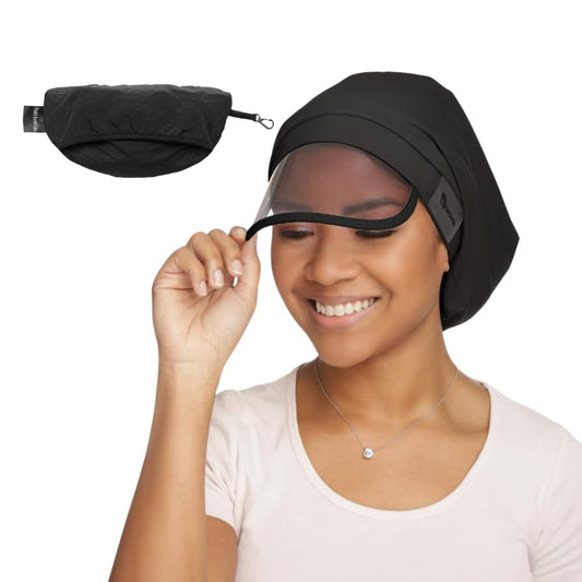 Hairbrella 100% Waterproof Rain Hats for Women, Satin Lined Caps, Full Hair Coverage, Packable Travel Accessory Black Beauty and Personal Care Hairbrella
