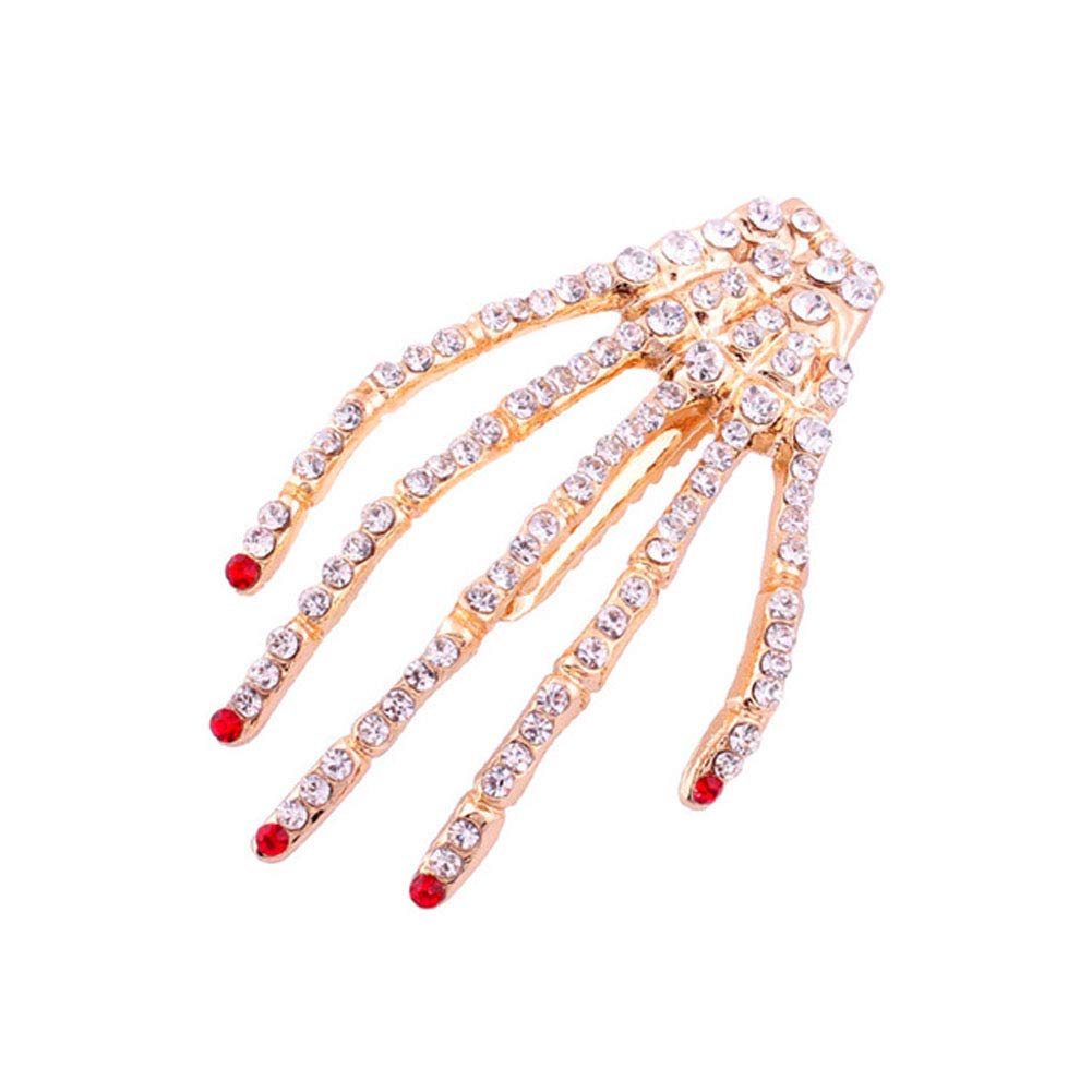 2Pcs Alloy Rhinestone Skeleton Claws Skull Hand Hair Clip Hairpin Zombie Punk Horror Bobby Claw Barrette Fashion Hair Accessories For Women Cosplay Beauty & Personal Care Suoirblss
